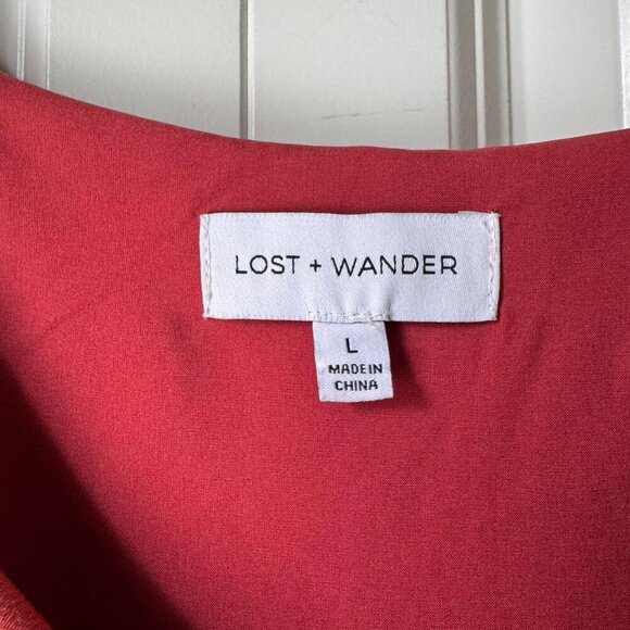 Orange Lost + Wander silky dress with ruching and ruffles #ruffles - Picture 4 of 8